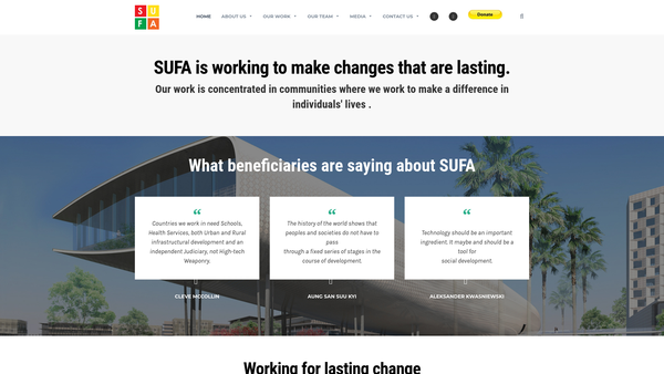 Screenshot of the Stand Up For Africa website