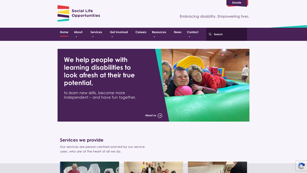 Screenshot of the Social Life Opportunities (Solo) website