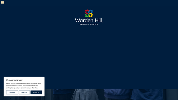 Screenshot of the Warden Hill Primary School Parent Teacher Association website