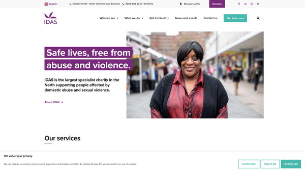 Screenshot of the Independent Domestic Abuse Services website