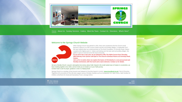Screenshot of the Springs Church (Lincolnshire) website