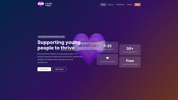 Screenshot of the Felixstowe Youth Development Group website