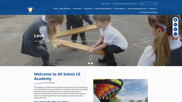 Screenshot of the Friends Of All Saints, Denstone website