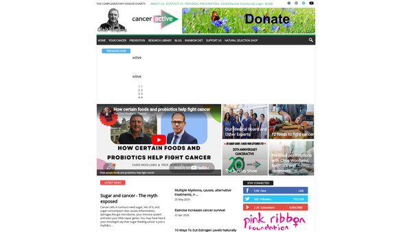 Screenshot of the Cancer Active website