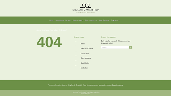Screenshot of the The Kelly Family Charitable Trust website