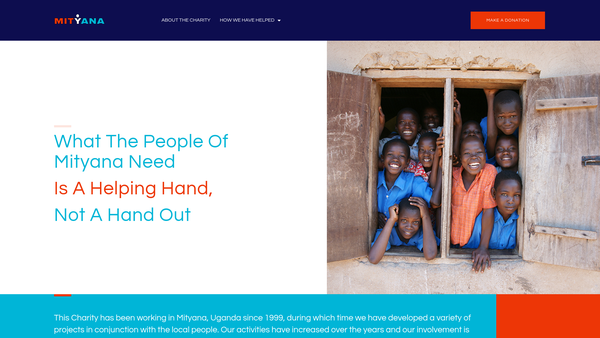 Screenshot of the Mityana Community Development Foundation (UK) website