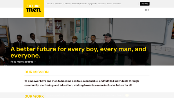 Screenshot of the Future Men website
