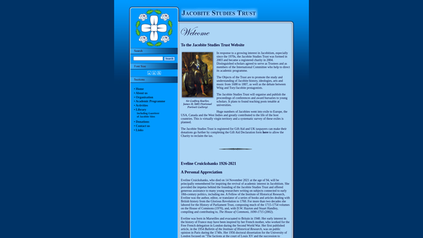 Screenshot of the Jacobite Studies Trust website