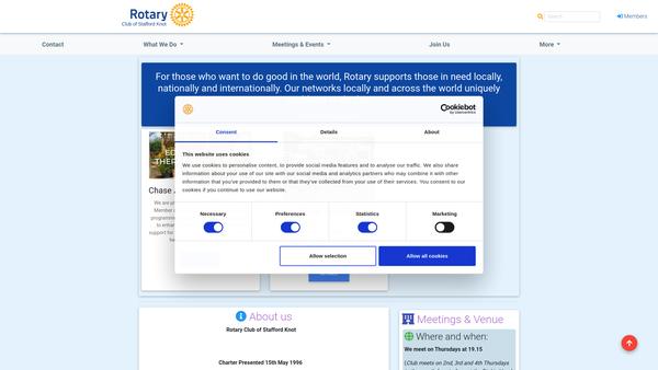 Screenshot of the The Rotary Club Of Stafford Knot Trust Fund website