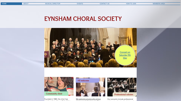 Screenshot of the Eynsham Choral Society website