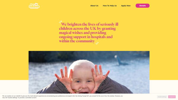 Screenshot of the Rays Of Sunshine website