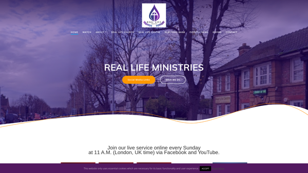 Screenshot of the Real Life Ministries website