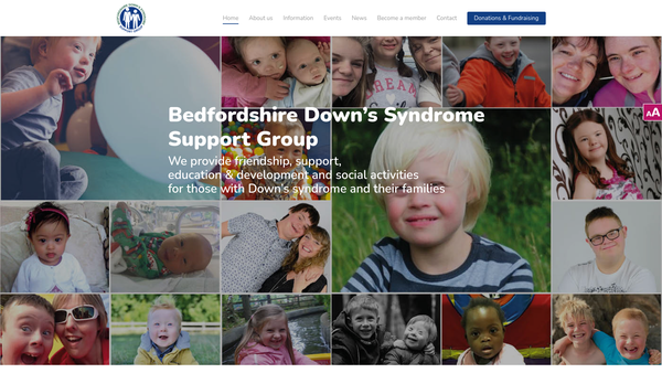 Screenshot of the Bedfordshire Down's Syndrome Support Group website