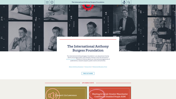 Screenshot of the The International Anthony Burgess Foundation website