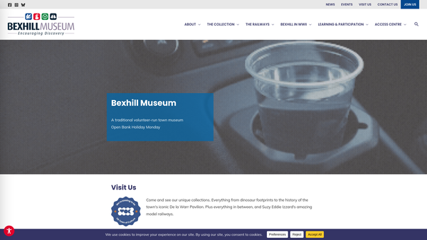 Screenshot of the Bexhill Museum website