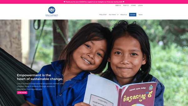 Screenshot of the Lotus Outreach UK website