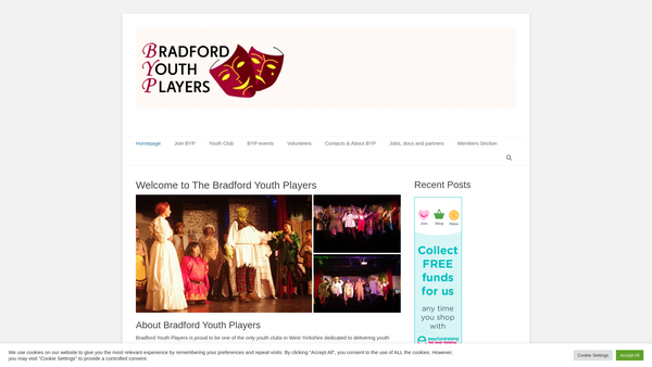 Screenshot of the Friends Of Bradford Youth Players website
