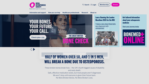 Screenshot of the Royal Osteoporosis Society website