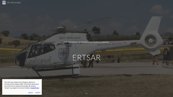 Screenshot of the Ert Search And Rescue website