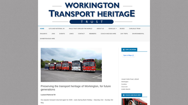 Screenshot of the Workington Transport Heritage Trust website
