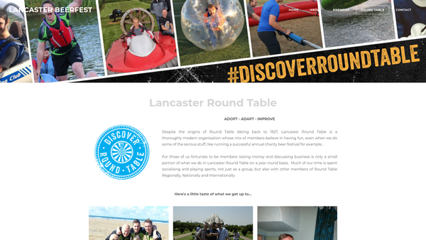 Screenshot of the Lancaster Round Table No 160 Charitable Trust website