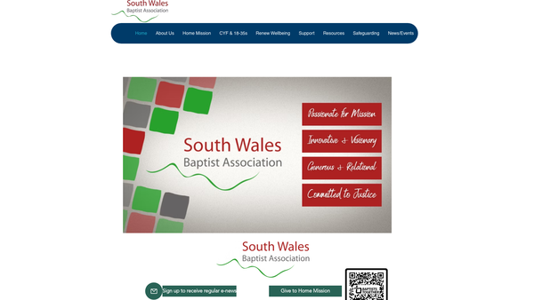 Screenshot of the South Wales Baptist Association Bugb website