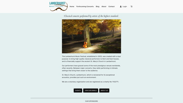 Screenshot of the Lamberhurst Music Festival website