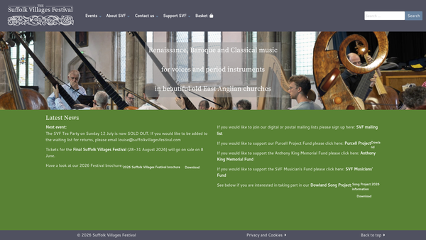 Screenshot of the Suffolk Villages Festival website