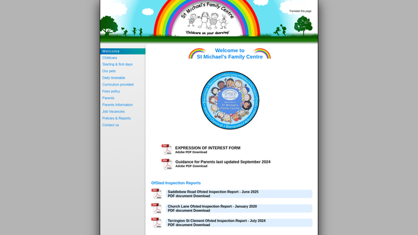 Screenshot of the St Michael's Family Centre website