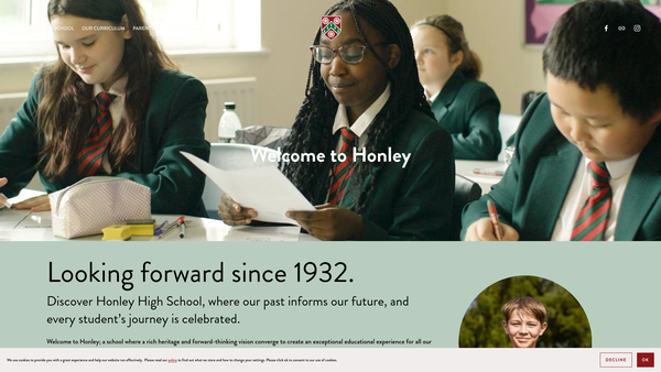 Screenshot of the Honley High School Specialist Science College website