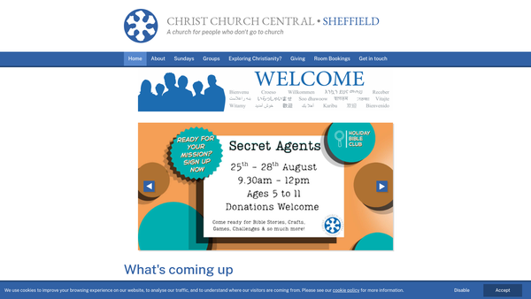 Screenshot of the Christ Church Central website