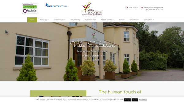 Screenshot of the Villa Scalabrini website