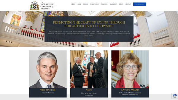 Screenshot of the The Paviors' Charity website