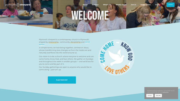Screenshot of the Plymouth Vineyard website