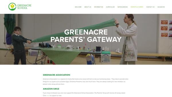 Screenshot of the Greenacre School Association website