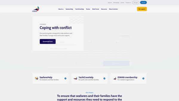 Screenshot of the International Seafarers' Welfare And Assistance Network website