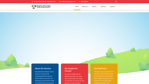 Screenshot of the Beighton Bizzy Bee Playgroups Limited website