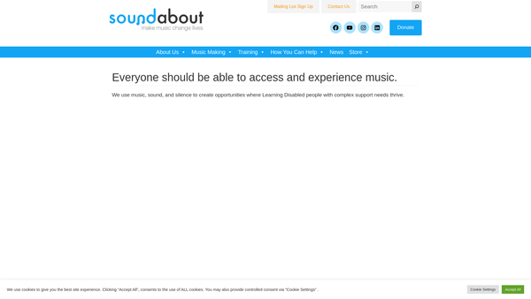 Screenshot of the Soundabout website