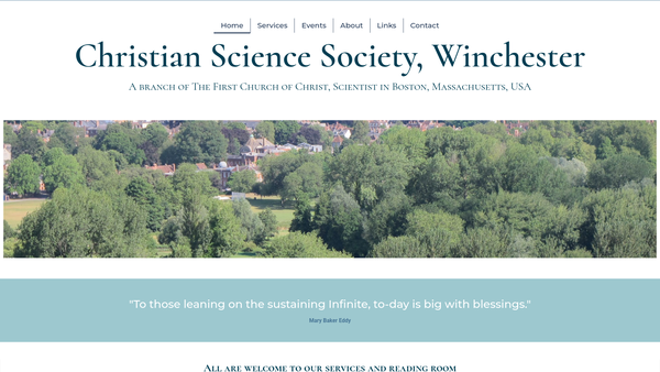 Screenshot of the Christian Science Society, Winchester website