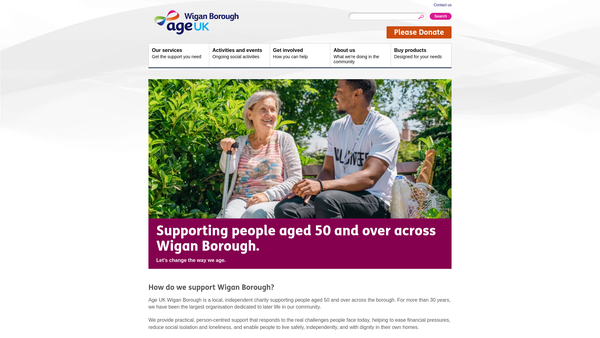 Screenshot of the Age Concern Wigan Borough website