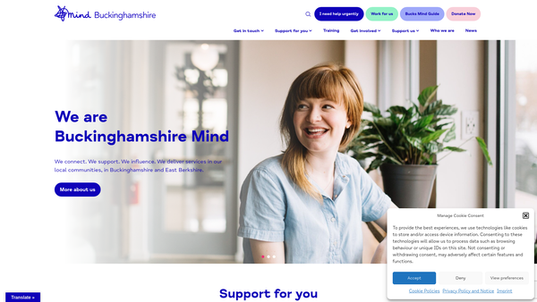Screenshot of the Buckinghamshire and East Berkshire Mind website
