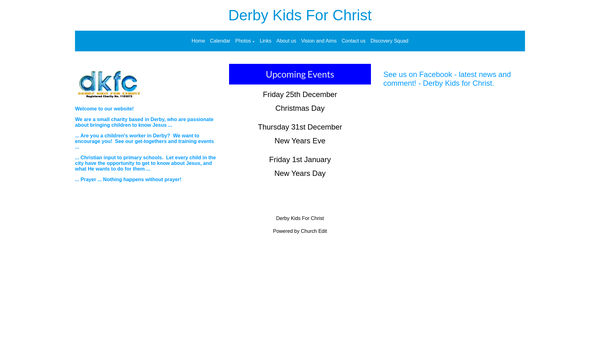 Screenshot of the Derby Kids For Christ website