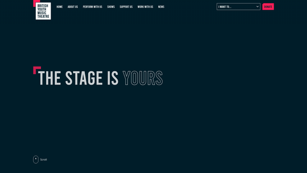 Screenshot of the British Youth Music Theatre website