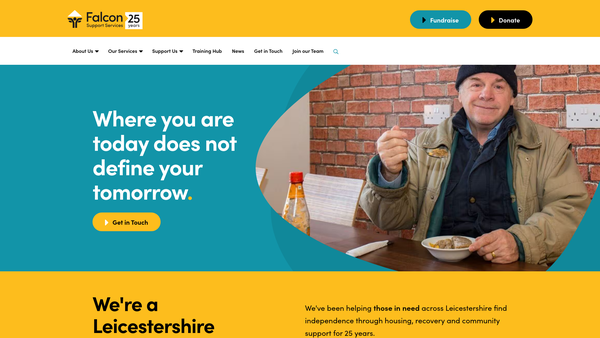 Screenshot of the Falcon Support Services E.m Ltd website
