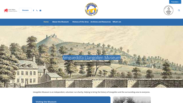 Screenshot of the Llangollen Museum website