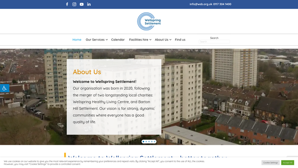 Screenshot of the Wellspring Settlement website