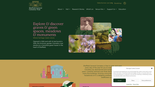 Screenshot of the The Sheffield General Cemetery Trust website