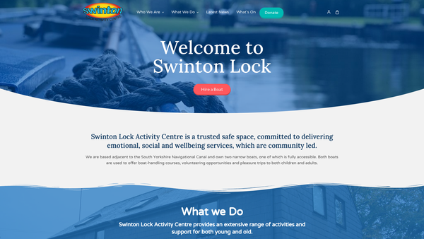 Screenshot of the Swinton Lock Activity Centre website
