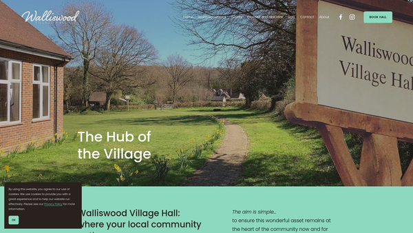 Screenshot of the The Walliswood Village Hall Association website