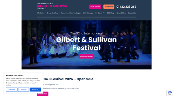 Screenshot of the International Gilbert And Sullivan Association website